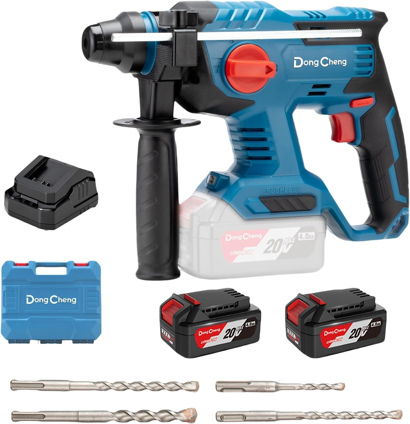 Dongcheng 20V Max Brushless Rotary Hammer Drill, 7/8" Sds-Plus, 2.1 J Impact, 4