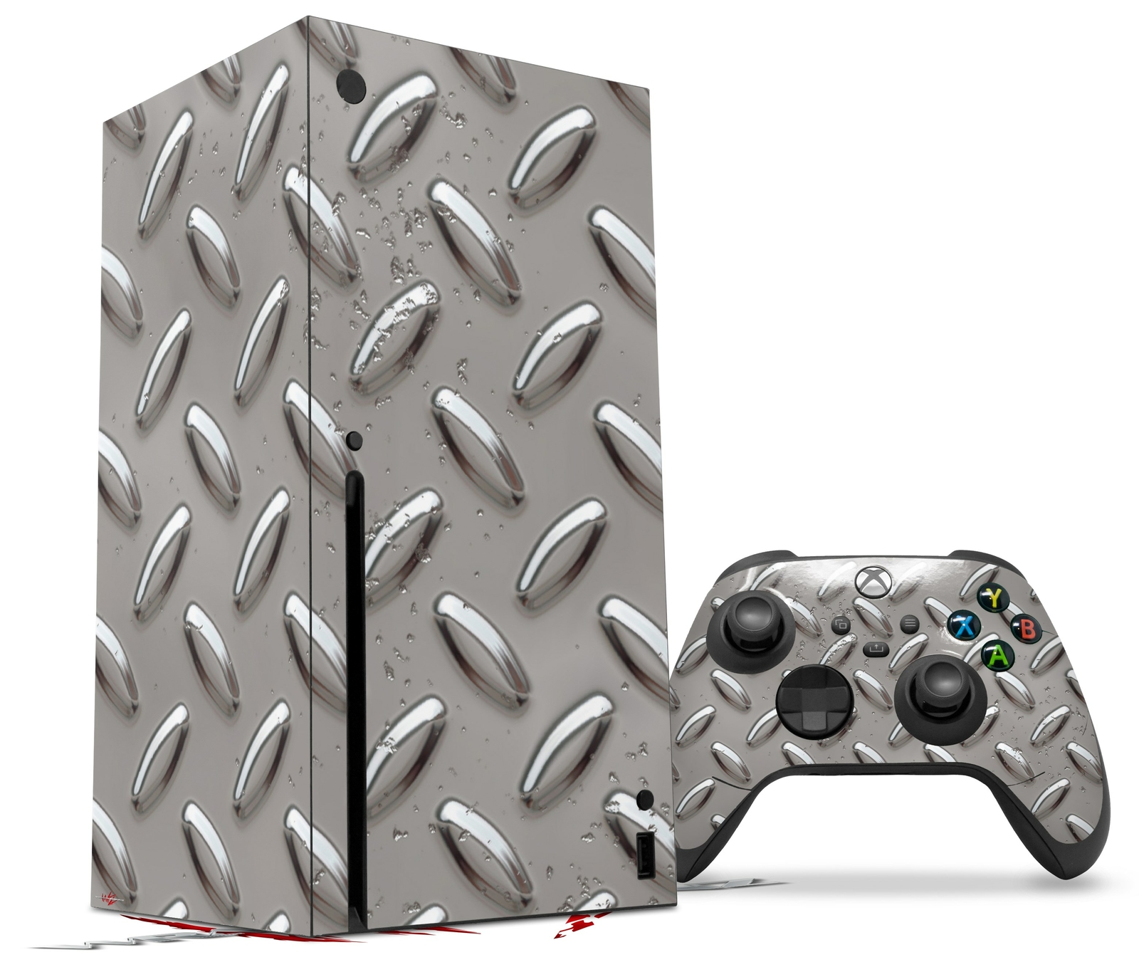 Skin Set for XBOX Series X Diamond Plate Metal 02