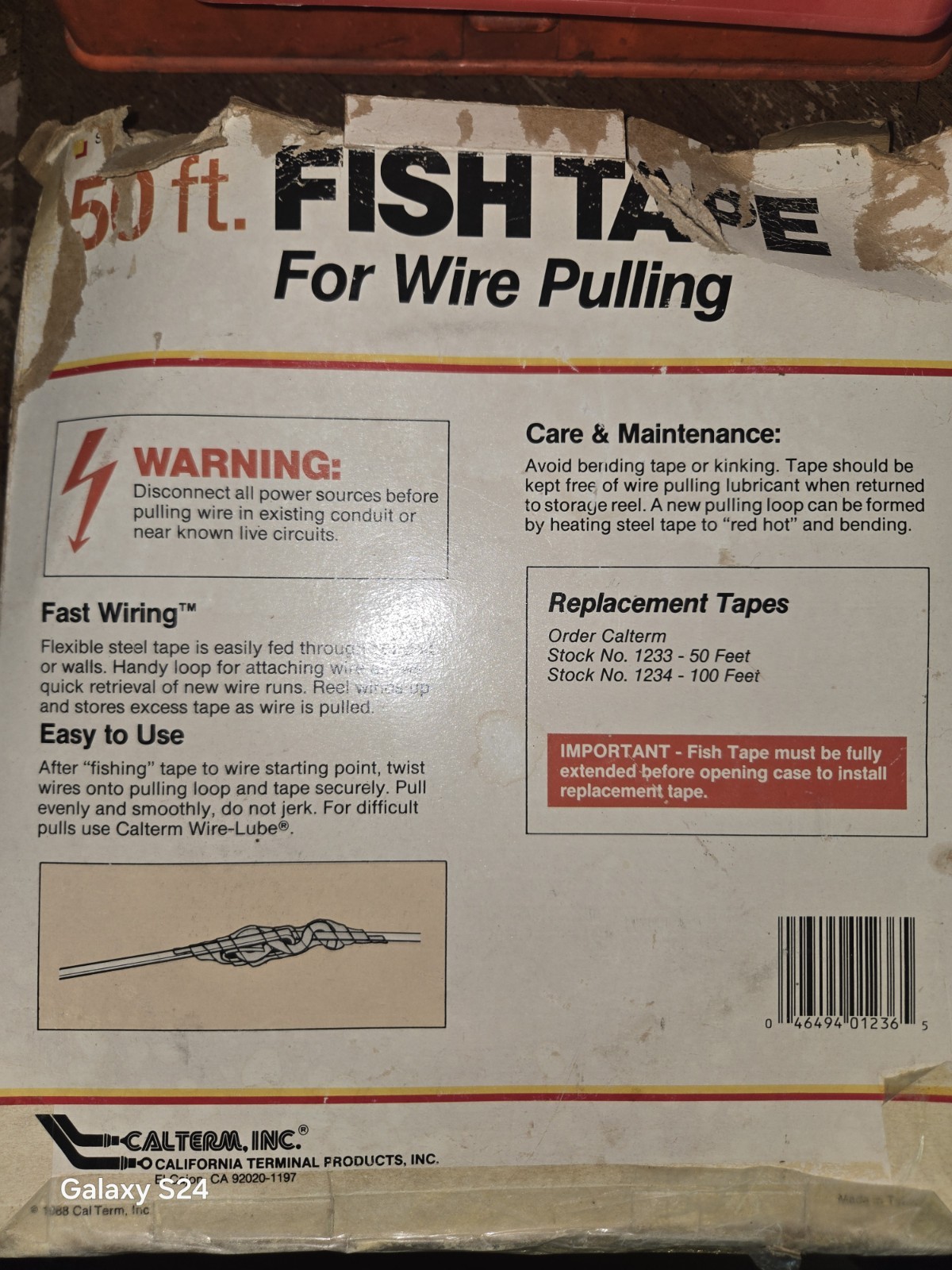 CALTERM INC. 50 FT FISH TAPE FOR WIRE PULLING WITH BOX