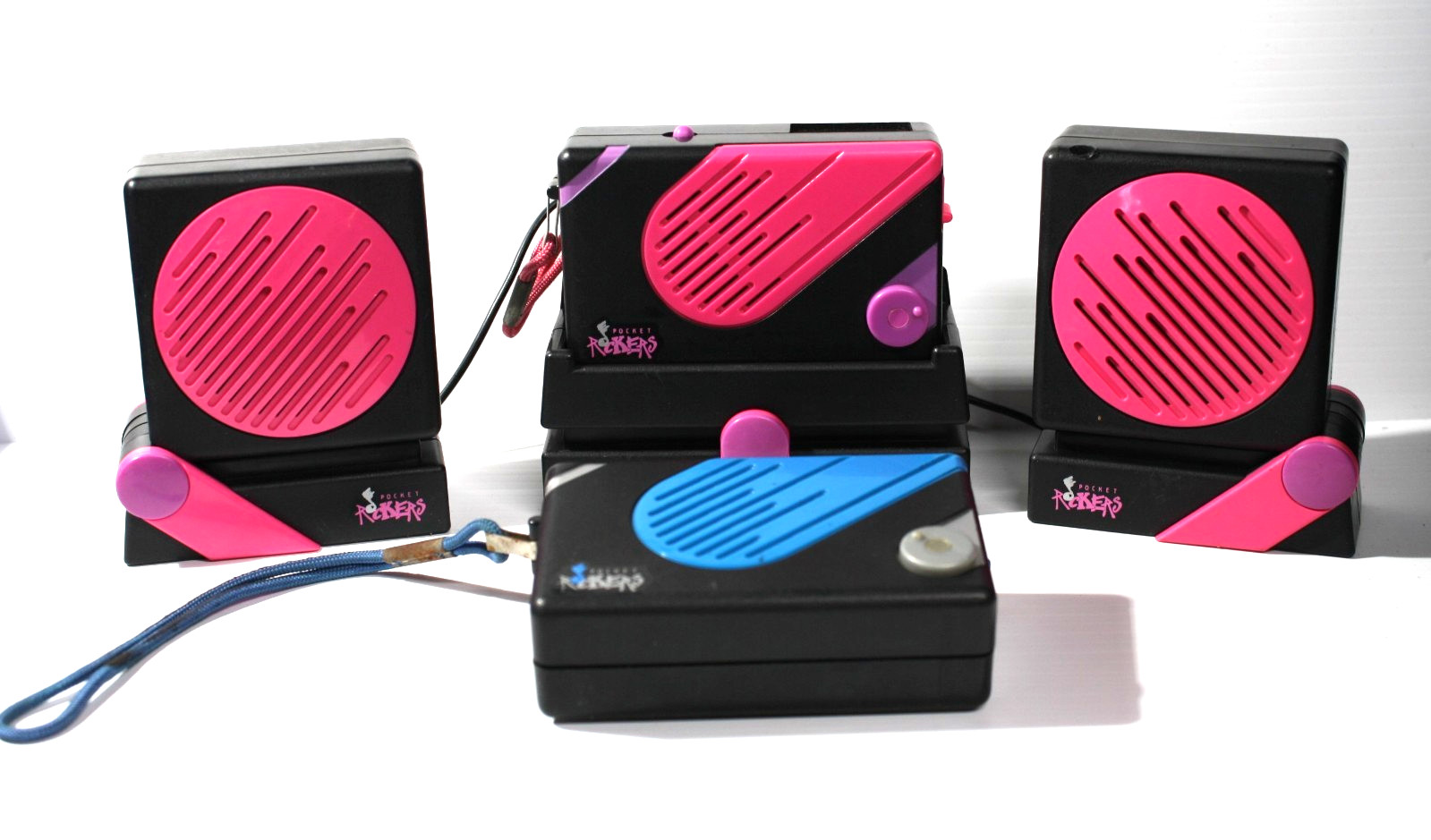 Vintage 1988 Fisher-Price Pocket Rockers Blue, And Pink With Pink Expansion Pack