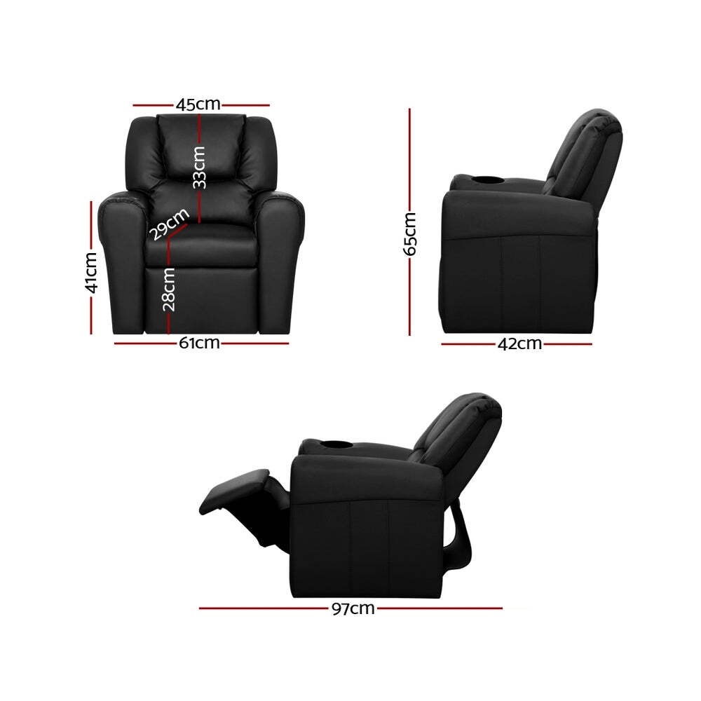NNEDSZ Kids Recliner Chair Black PU Leather Sofa Lounge Couch Children Armchair