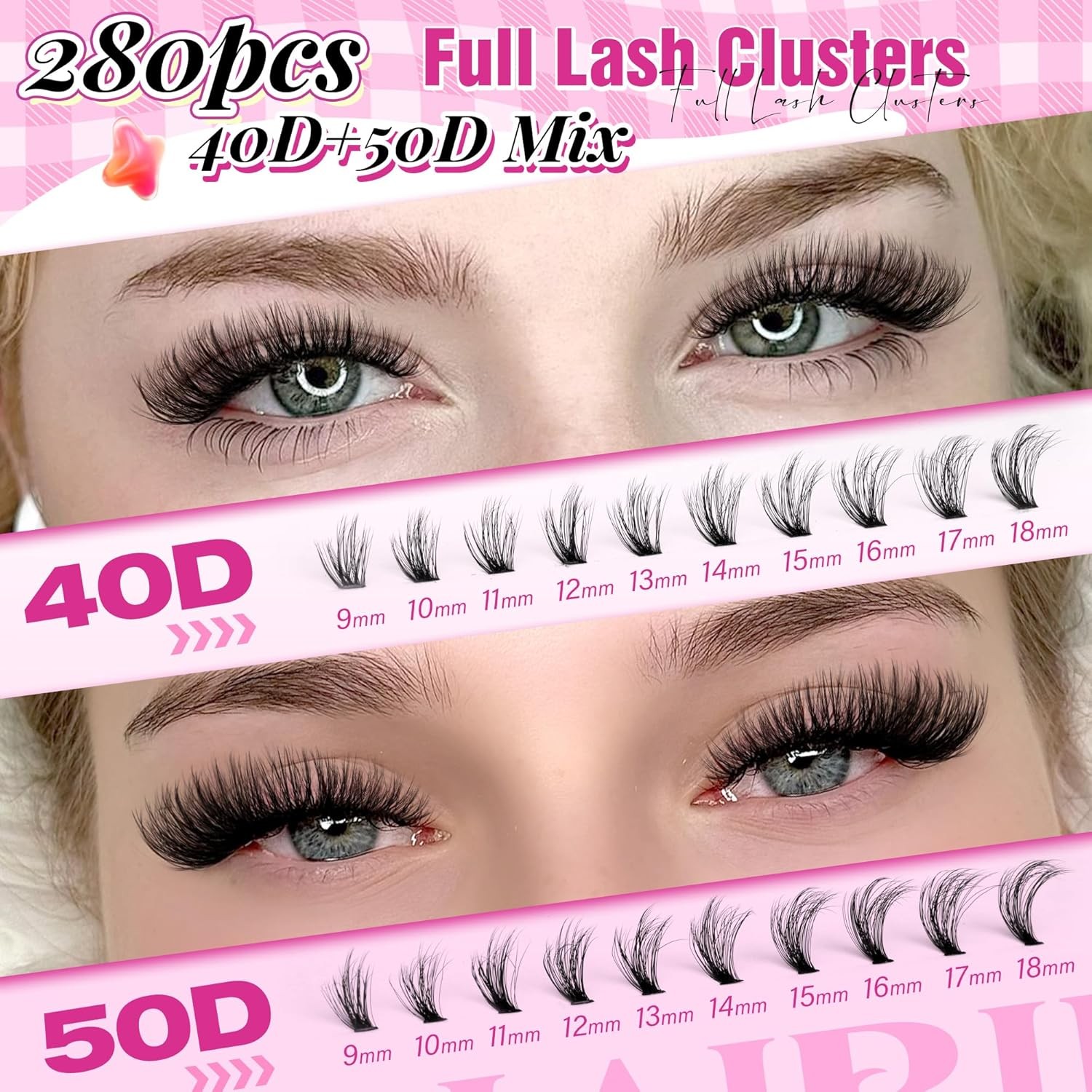 Lash Clusters Kit 280pcs Extension 8-16MM Full Eyelash Black