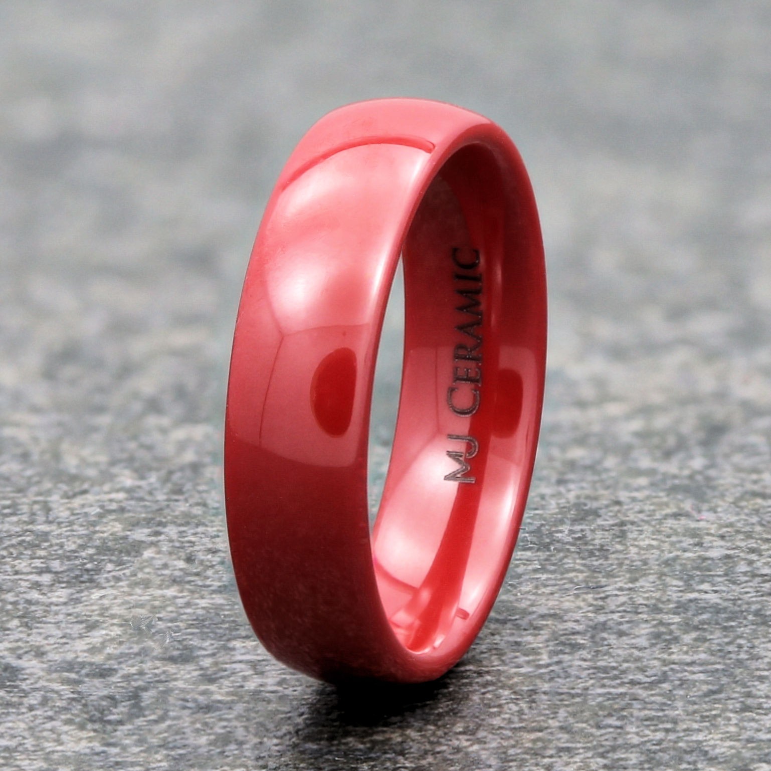 Classic Red Ceramic Wedding Ring 3, 4 & 6 mm widths Comfort fit