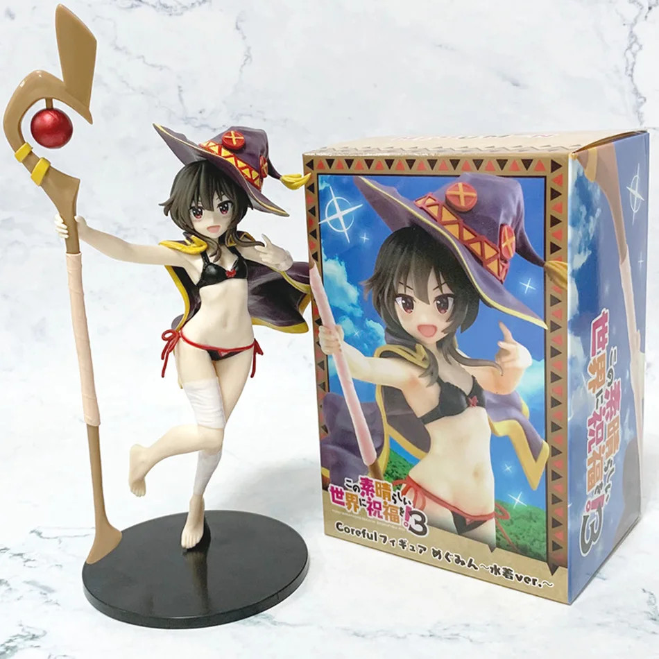 23CM Megumin Swimsuit Anime Figure Konosuba Beautiful Girl Model Gift