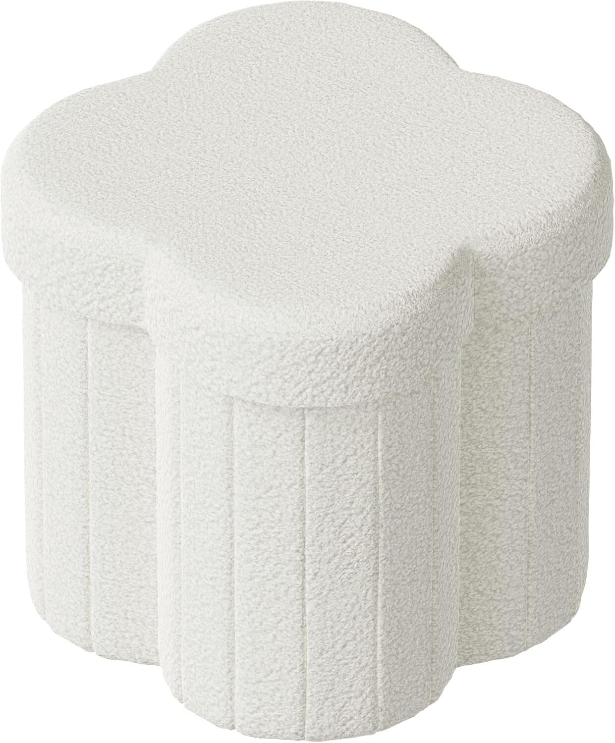 Storage Ottoman Cube,Flower Shaped Ottoman with Storage Footstool and Folding