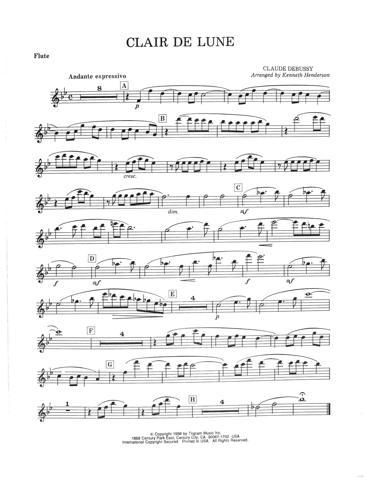 Clair De Lune for Band