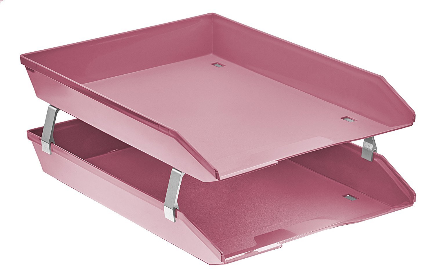 Acrimet Facility 2 Tiers Double Letter Tray Front Loading Design (Solid Pink)