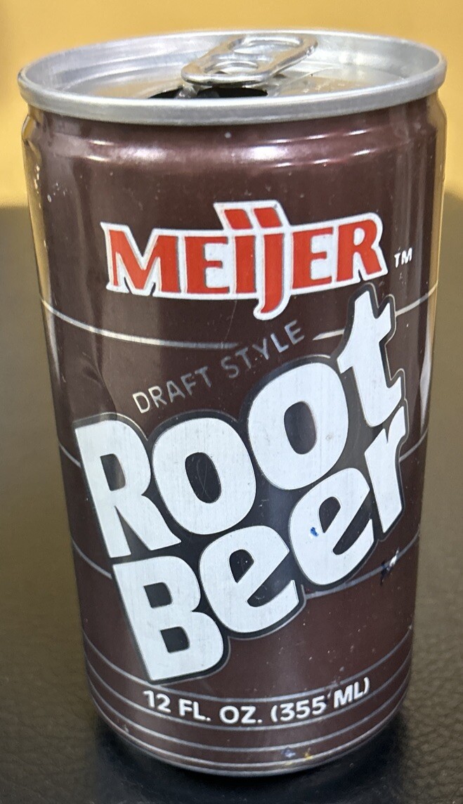Vintage MEIJER Draft Style Root Beer 12 Oz. Empty Aluminum Pull Tab Soda Can