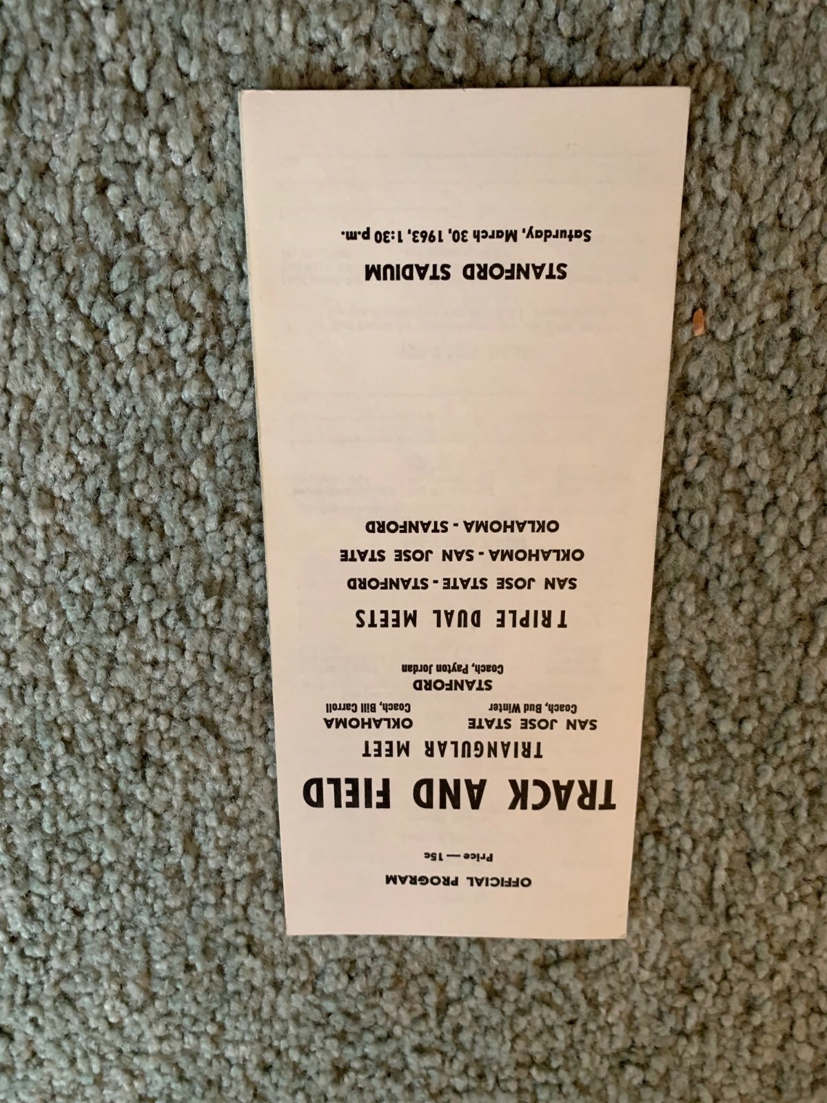 1963 Track & Field Program San Jose State Oklahoma Sooners Stanford Cardinals