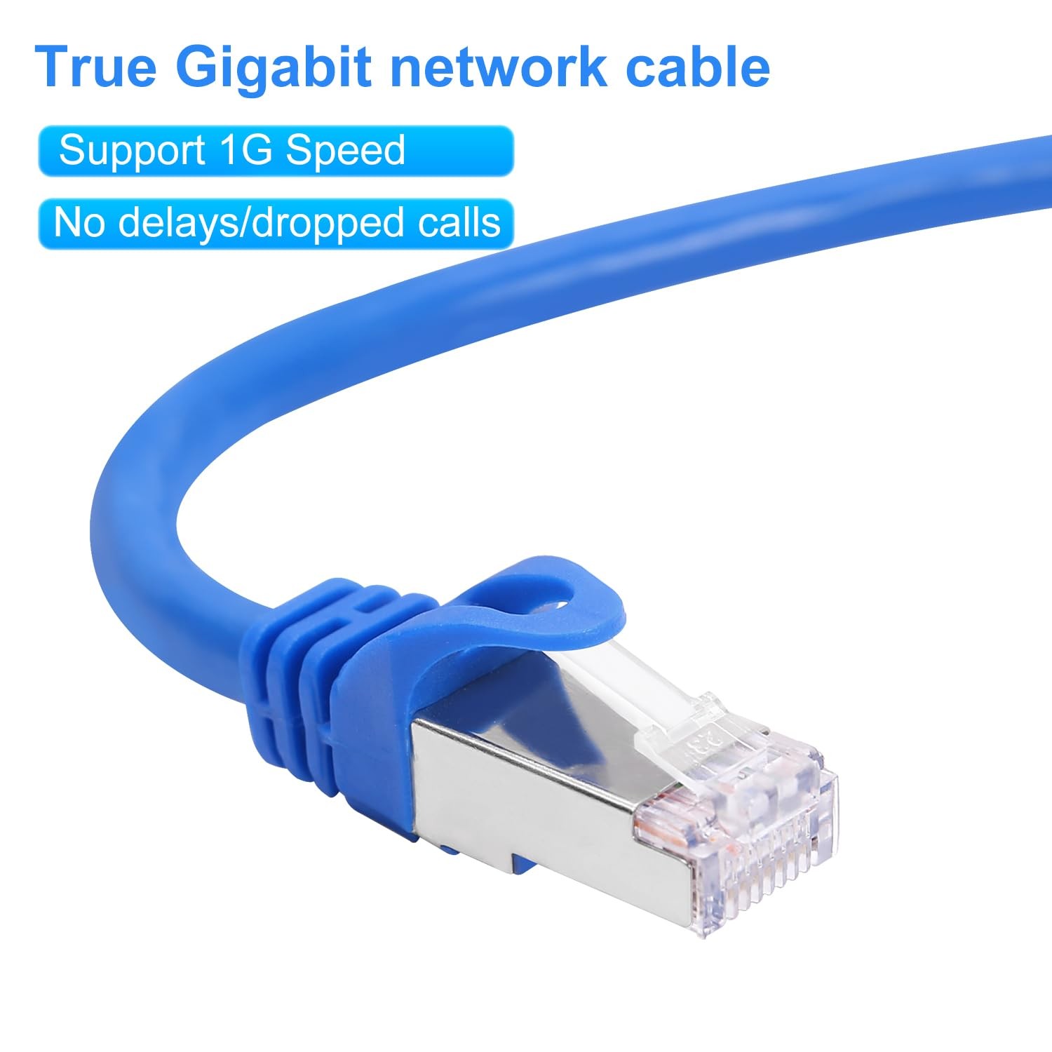 AvesView CAT 6 Shielded Ethernet Cable 50FT, Indoor High-Speed Blue