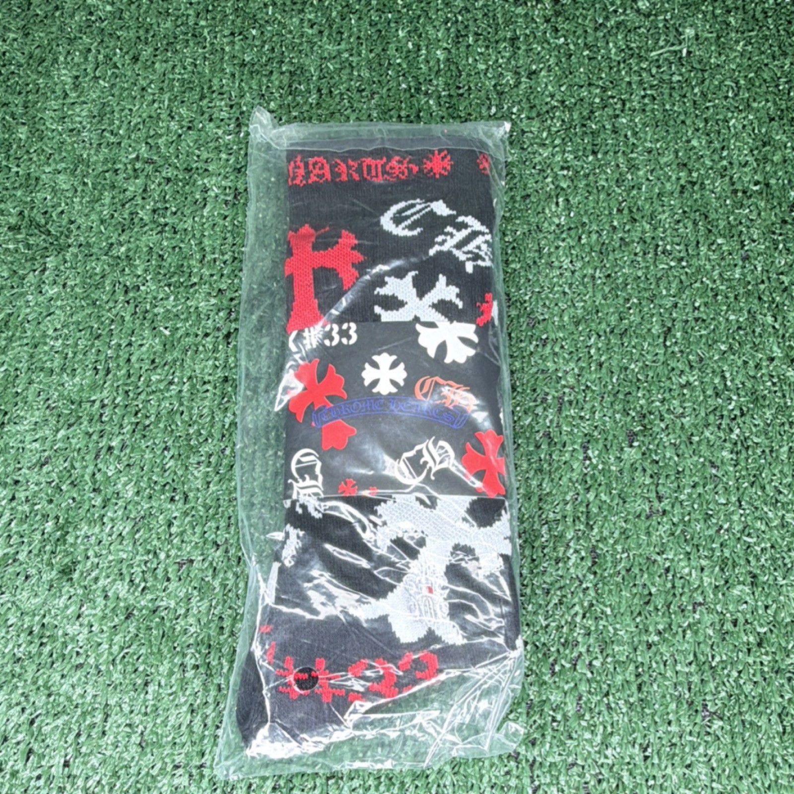 Chrome Hearts Graphic Print Black Red White Socks Men's Fashionable Pattern
