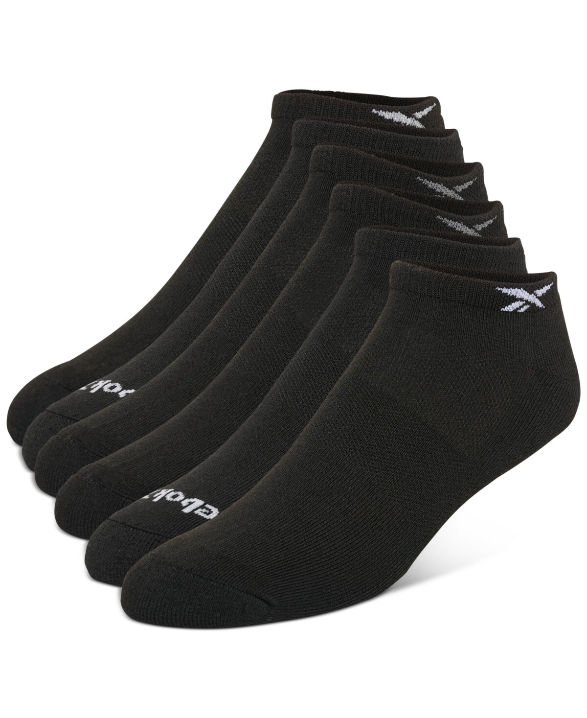Reebok Men's 6-Pk. 1/2 Terry Performance Low Cut Socks - Black Sz 6-12.5