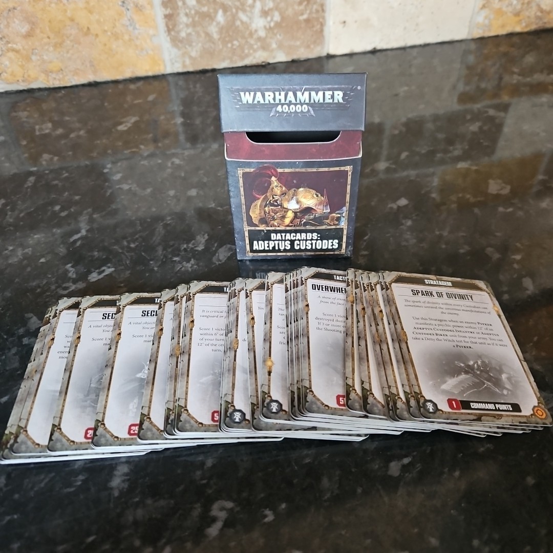 Warhammer 40k 40,000 Hames Workshop Datacards Adeptus Custodes VGC