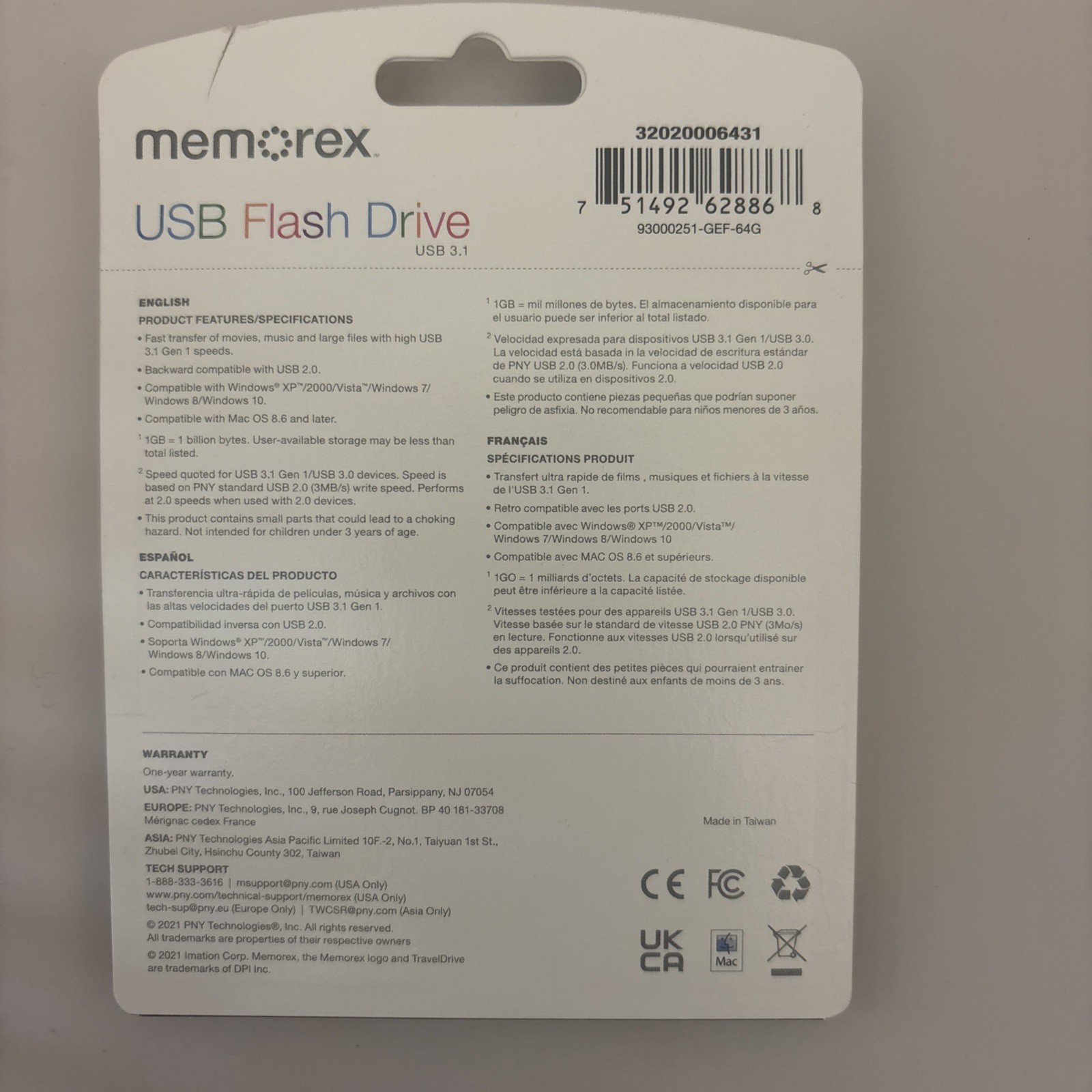 Memorex 64GB USB 3.1 – Black *NEW*
