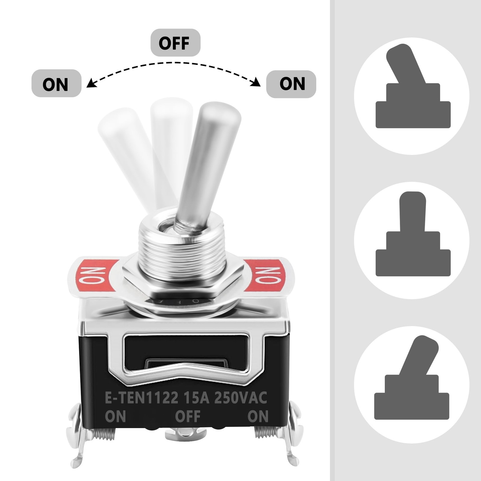 2x Momentary Metal Toggle Switch 3-Position Spring Return 12V DC / AC 125V/250V