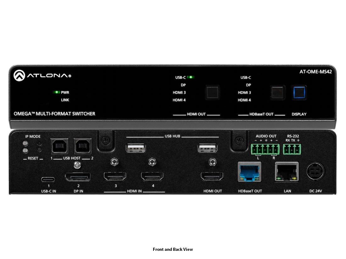 Atlona AT-OME-MS42 4x2 Matrix Switcher HDBaseT 4K USB-C DP HDMI
