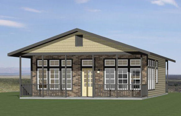 28x36 House -- 2 Bedroom 2 Bath -- 1,008 sq ft -- PDF Floor Plan -- Model 2E