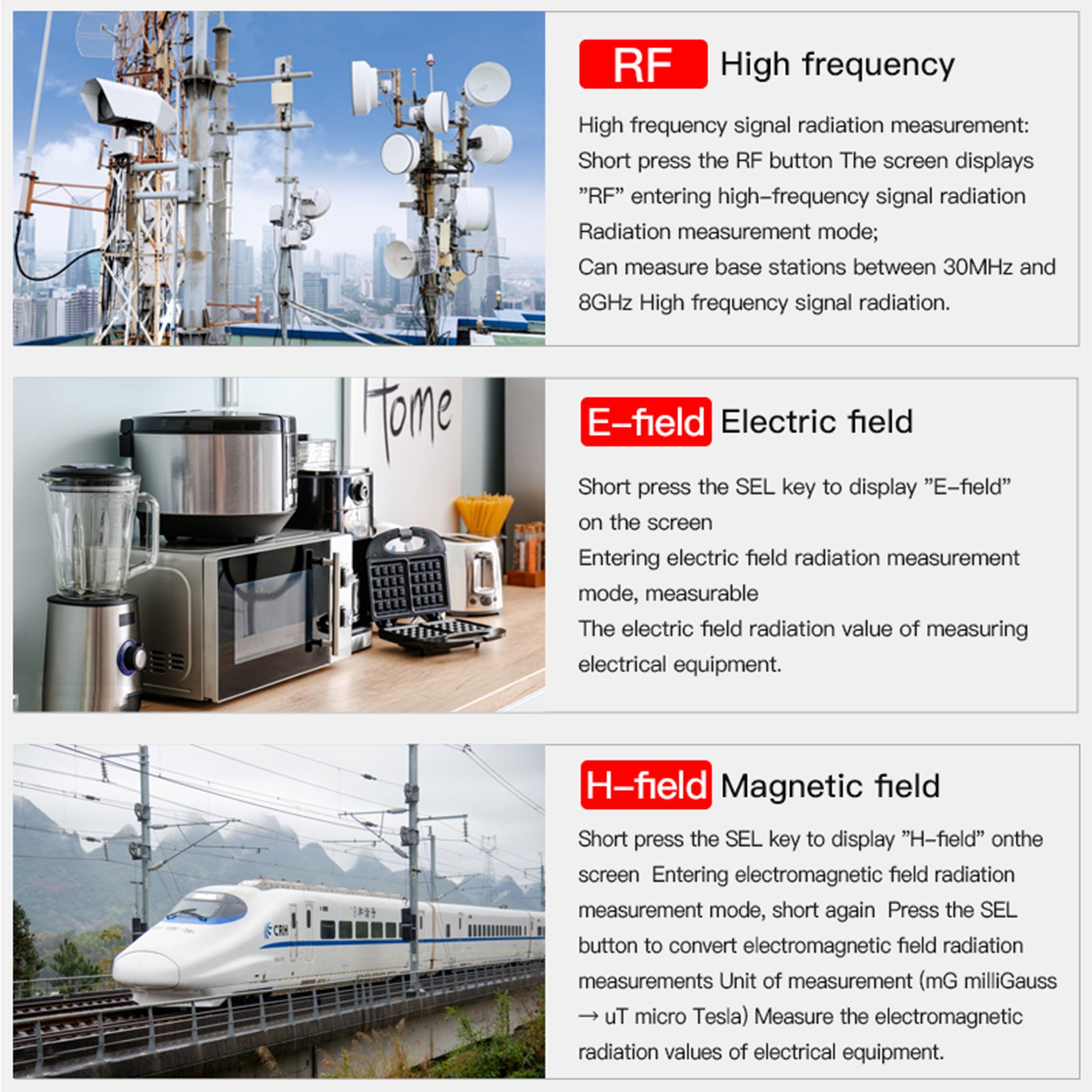 High-Sensitivity EMF Detector for EF, RF & MF fields Ideal for Ghost Hunting