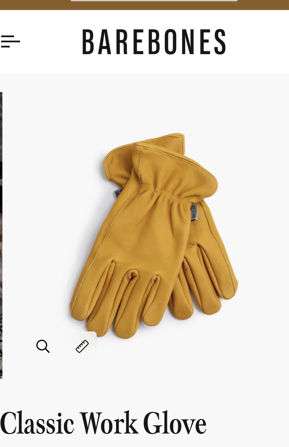 Barebones Living Classic Work Gloves S/M Natural Yellow Cowhide Leather