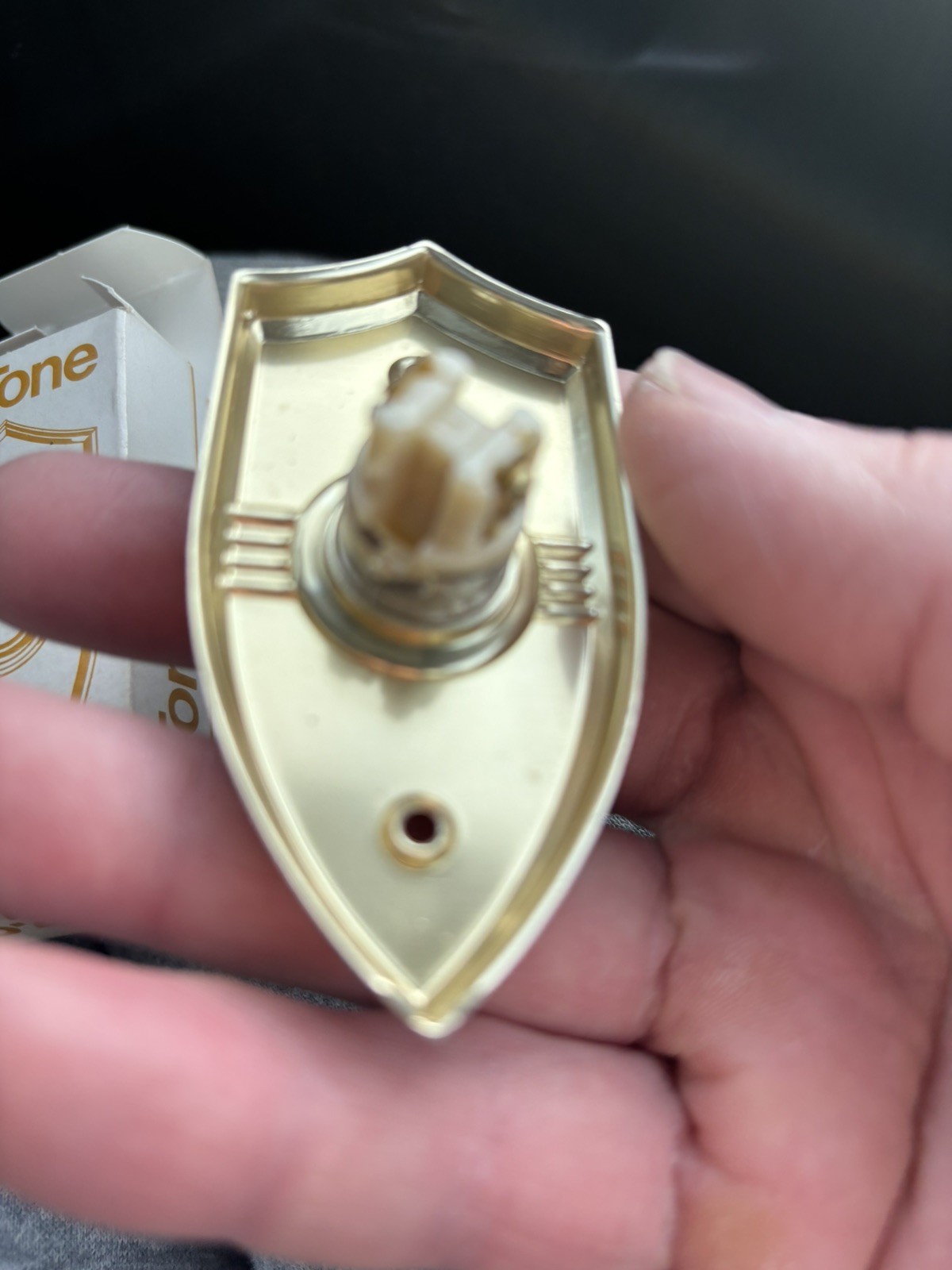 Vintage NuTone PB-20L Pushbutton Lighted Door Bell Button Gold Anodized