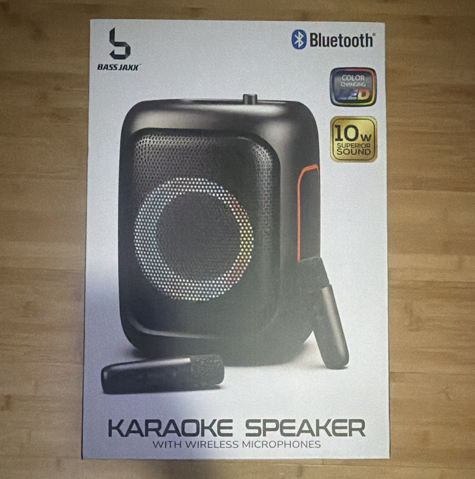Bass Jaxx Bluetooth Karaoke Speaker w/ Wireless Microphone, Color Changing LED