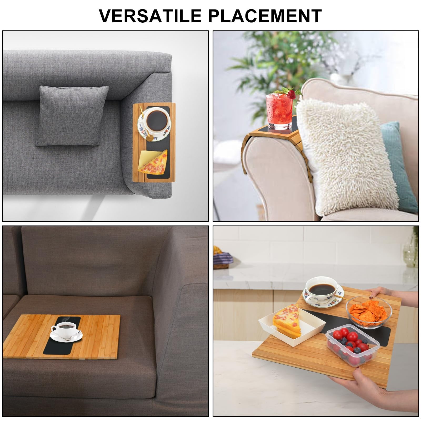 Couch Arm Tray, Sofa Armrest Tray Table, Adjustable and Foldable Couch Arm Ta...