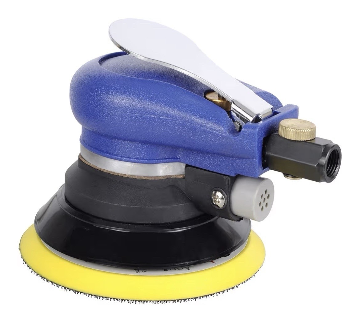 5” Blue Pneumatic Random Orbital Sander, Palm Held, Adjustable Grinder Sander