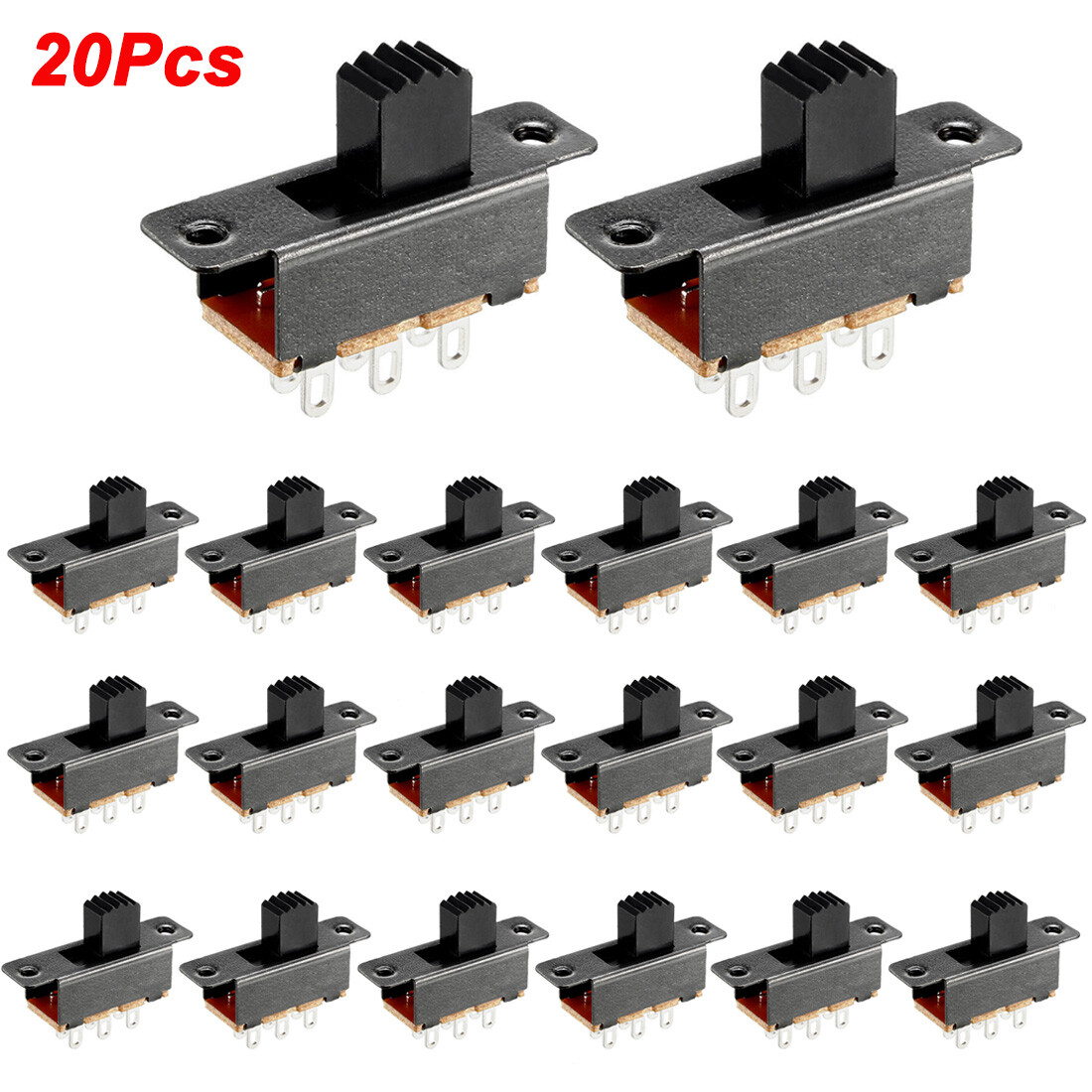 20Pcs 7mm Vertical Slide Switch DPDT 2 Position 6 Terminals PCB Panel Latching