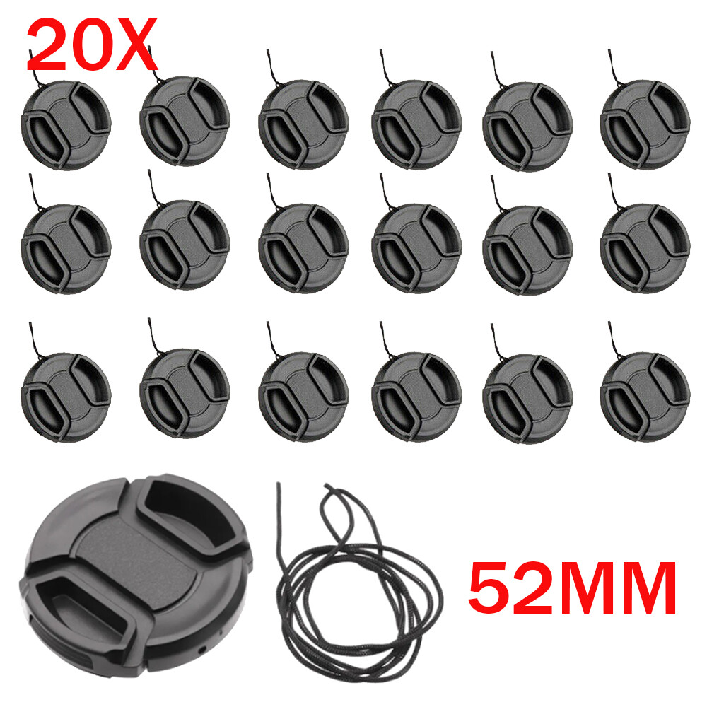 52mm Center Pinch Snap Front Lens Cap Cover for Canon String W M3N6 S8T7 20PC