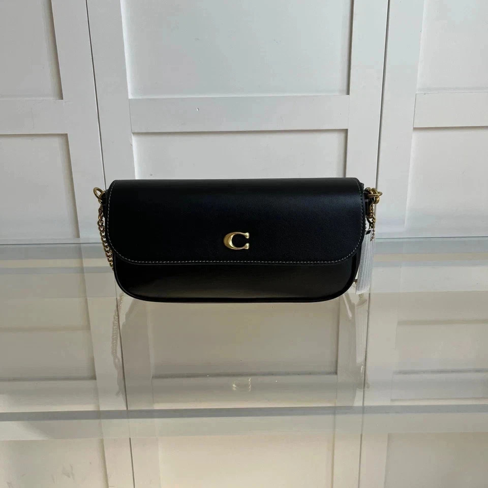 New Coach CAN90 Black Brook Flip Chain Strap Bag Handbag Shoulder Outlet Japan