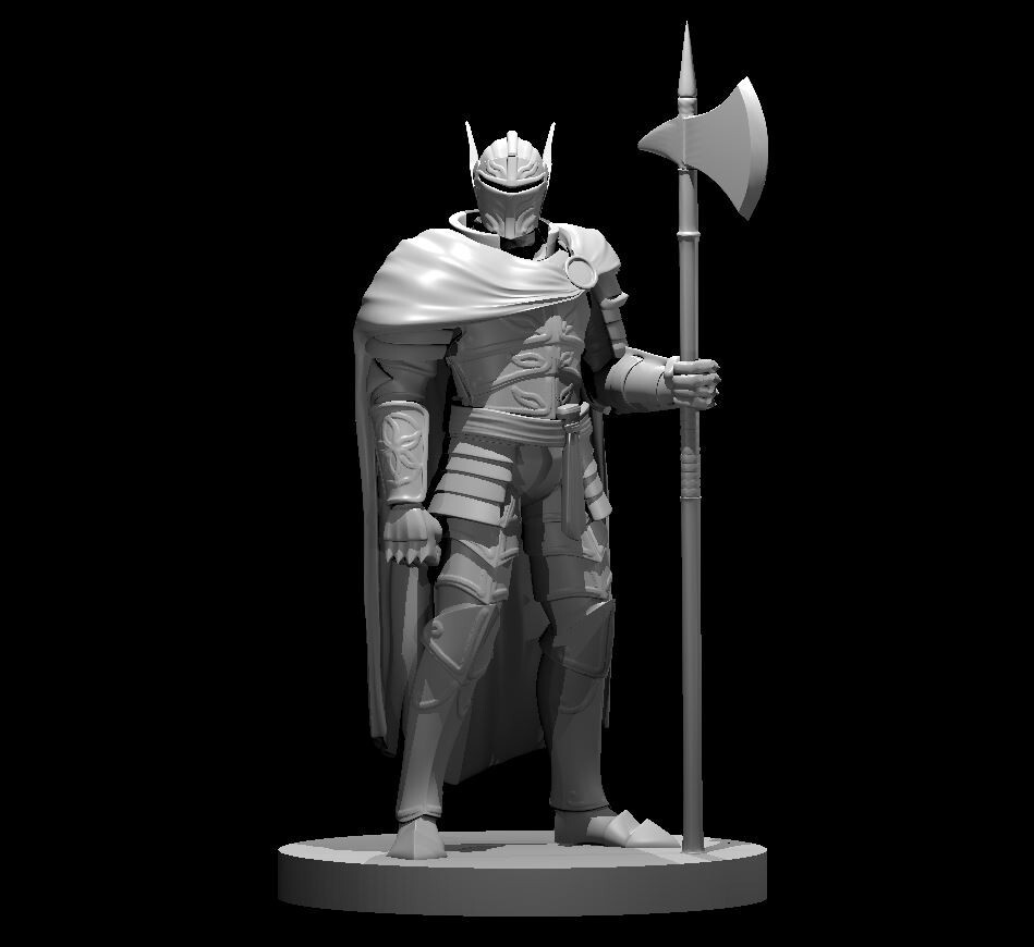 Human Male Paladin Mithril Armor & Halberd 28mm Scale DND D&D Tabletop Mini