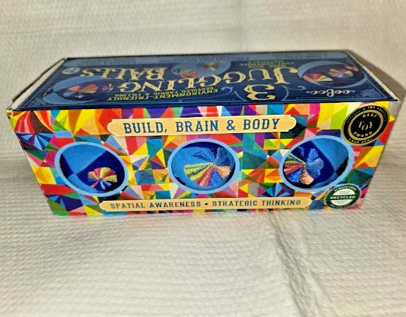 eeBoo 3 Juggling Balls Set - Blue Embroidered - Brain & Body Training + Poster