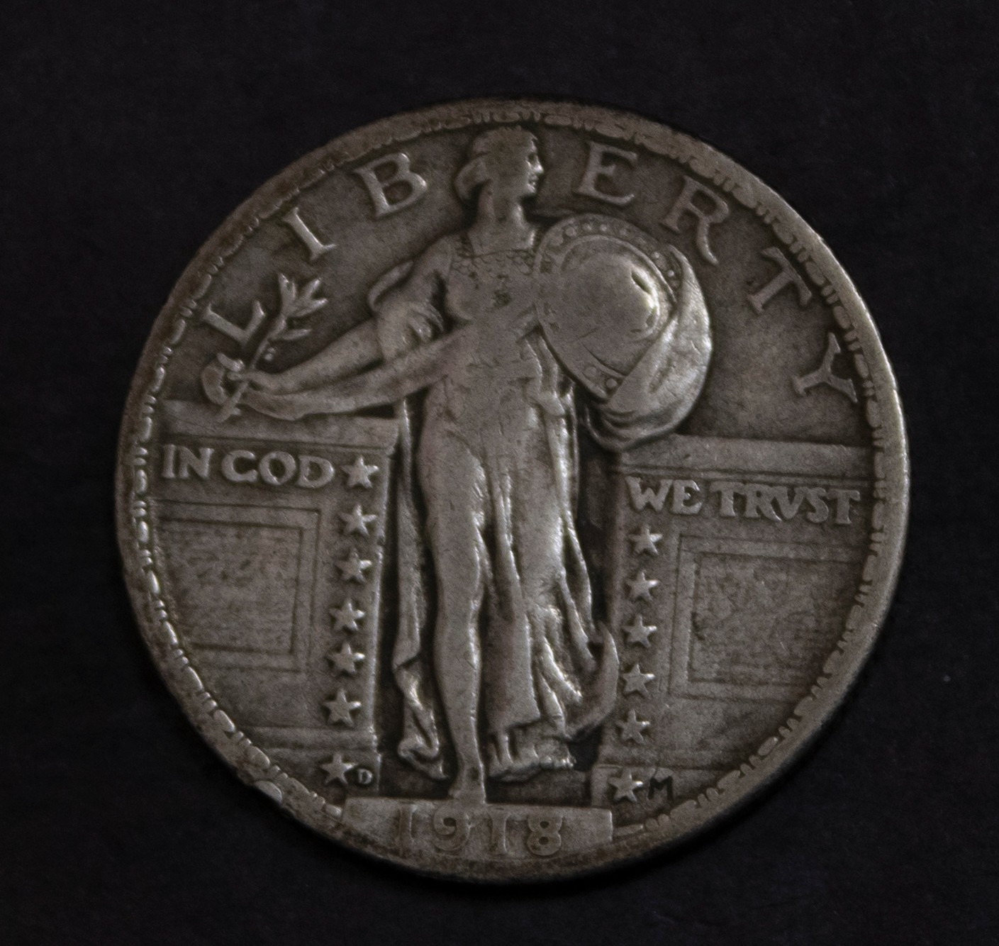 1918 D Standing Liberty Quarter Choice VF Near XF  Lot 5398