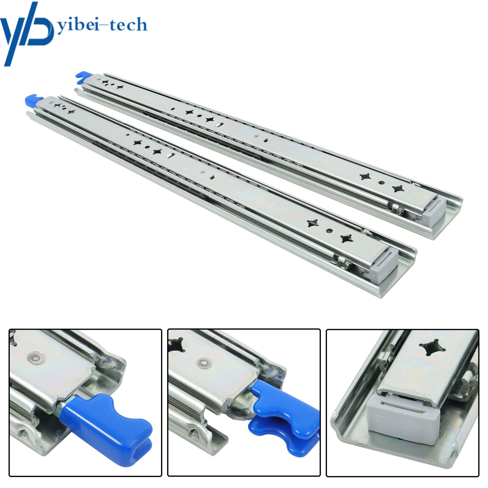 1 Pair Locking Drawer Slides 20" Full Extension & Lock 500 lb Load Capacity