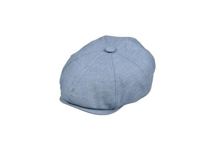 8 Panel Newsboy Cap – Linen Blend with 100% Cotton Lining X-Large Blue