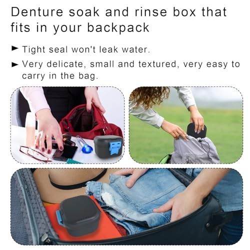 Leak Proof Denture Bath Cup with Strainer | Portable Soaking Box for Retainers,
