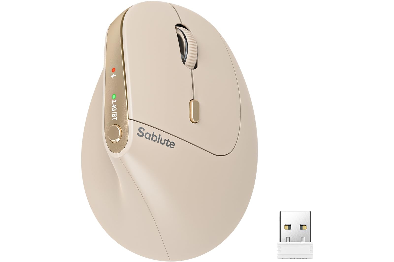 MAM3 Ergonomic Vertical Wireless Rechargeable Mouse 4 Adjustable DPI Beige