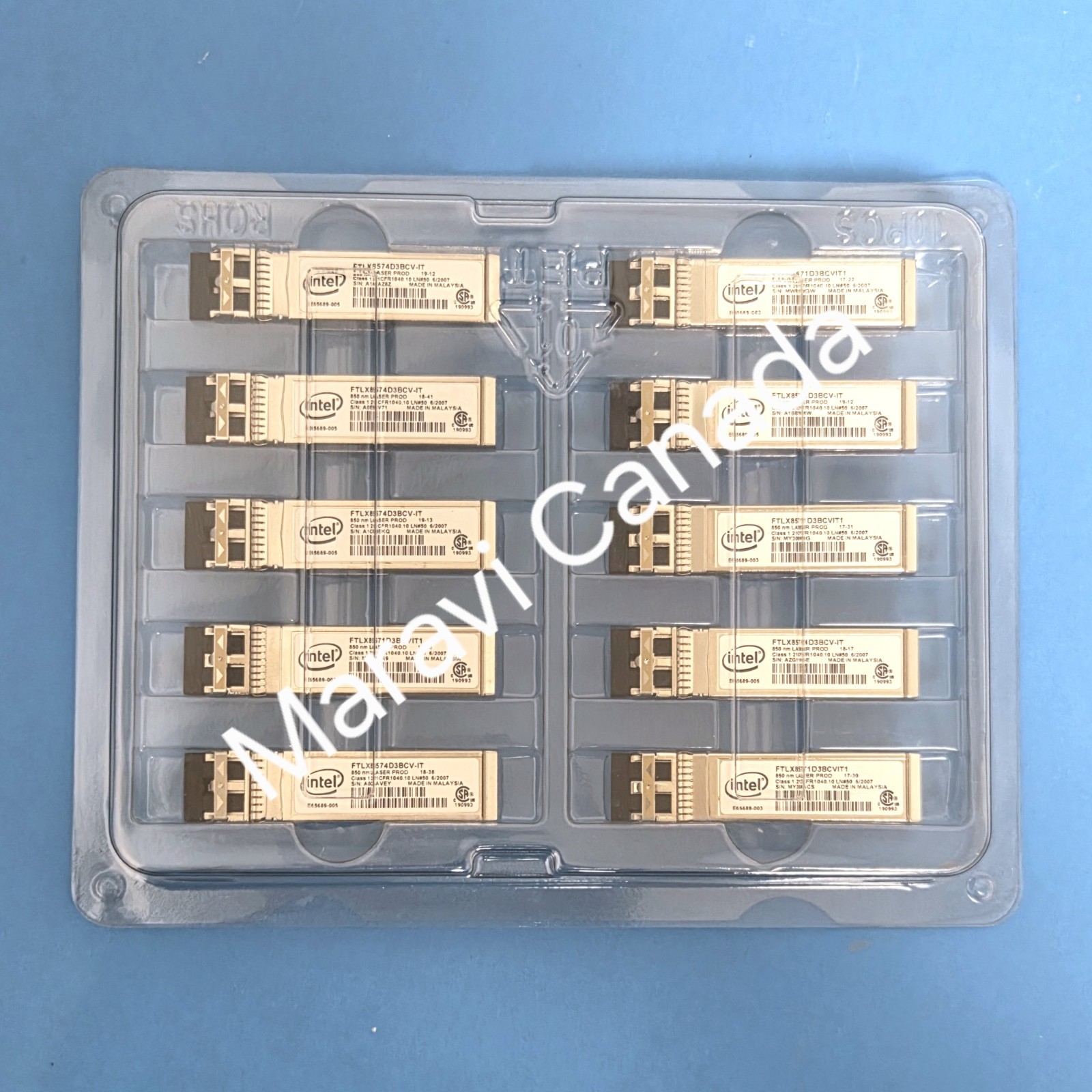 Lot 10: Intel 10GB 850nm SFP+ Transceiver FTLX8574D3BCV-IT E65689-005 Dell XYD50