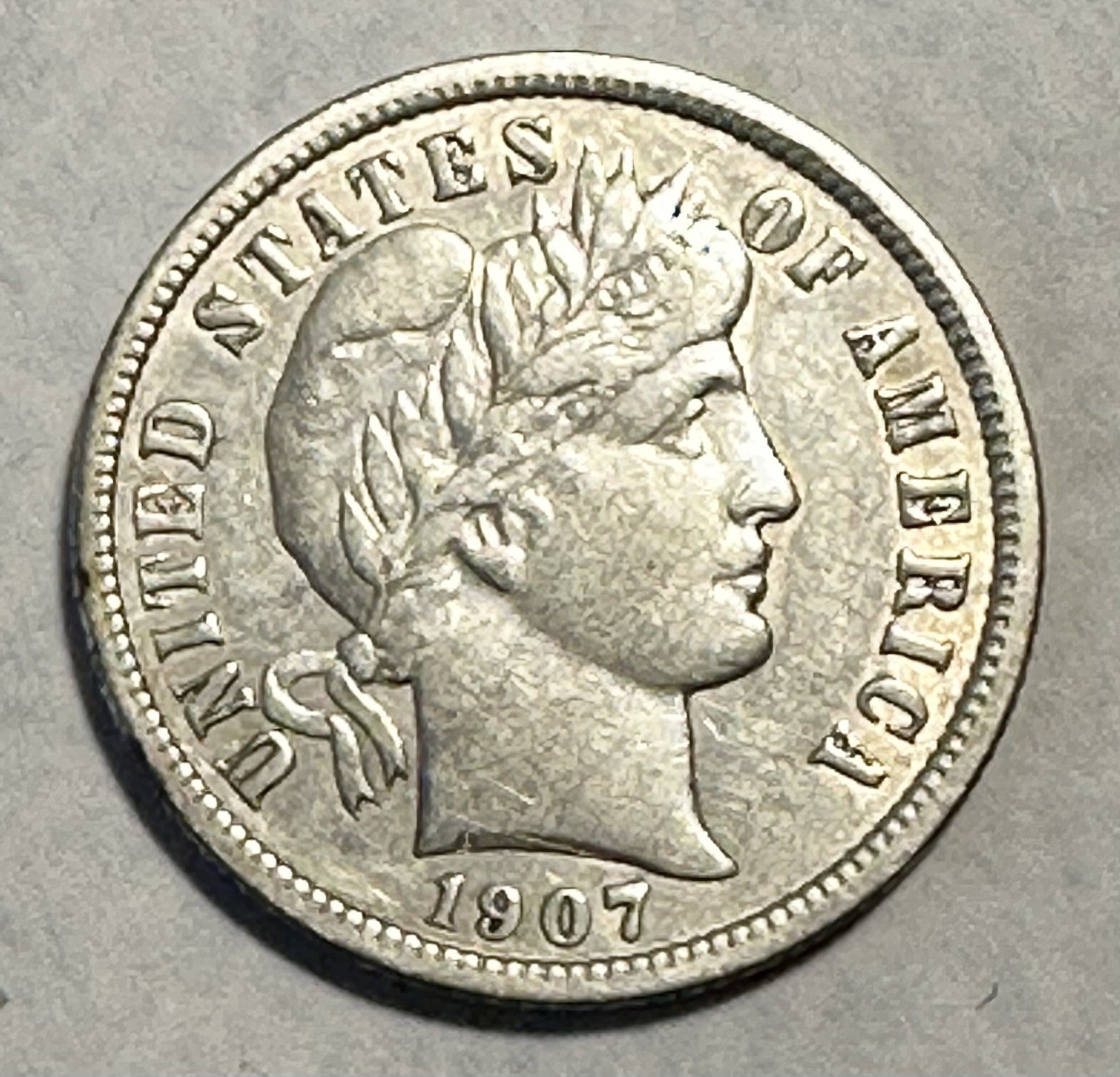 1907 D Denver Barber silver 10C dime Brry Nice