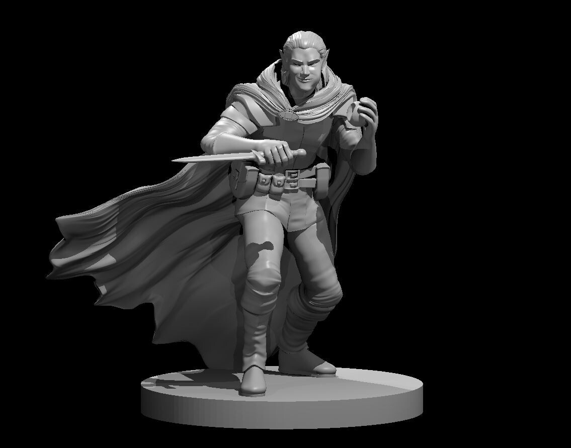 Elf Male Rogue Having a Snack Adventurer 28mm Scale DND D&D Tabletop Mini