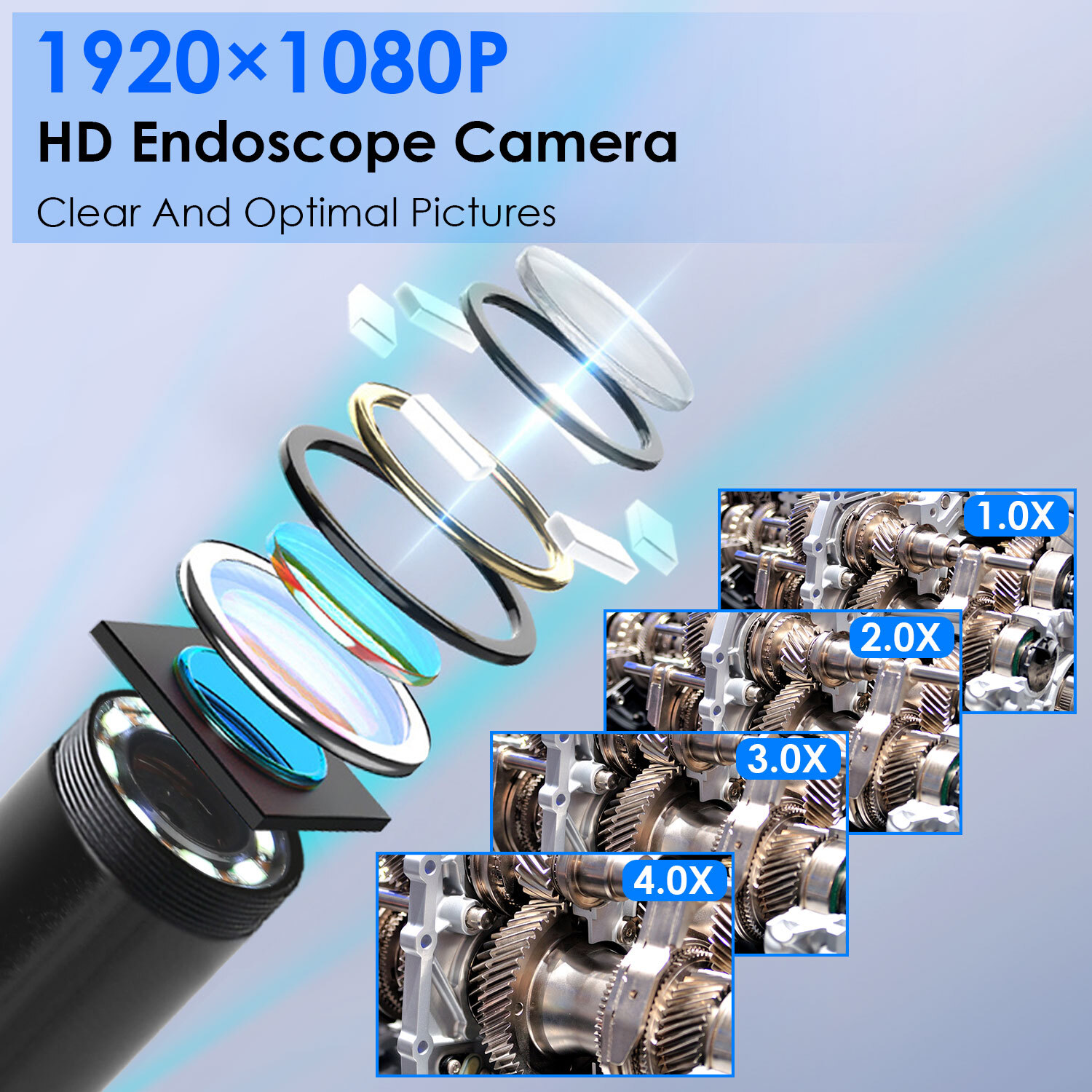 1080P Endoscope Camera 4.3'' Screen Borescope Inspection Snake Camera 16.4FT