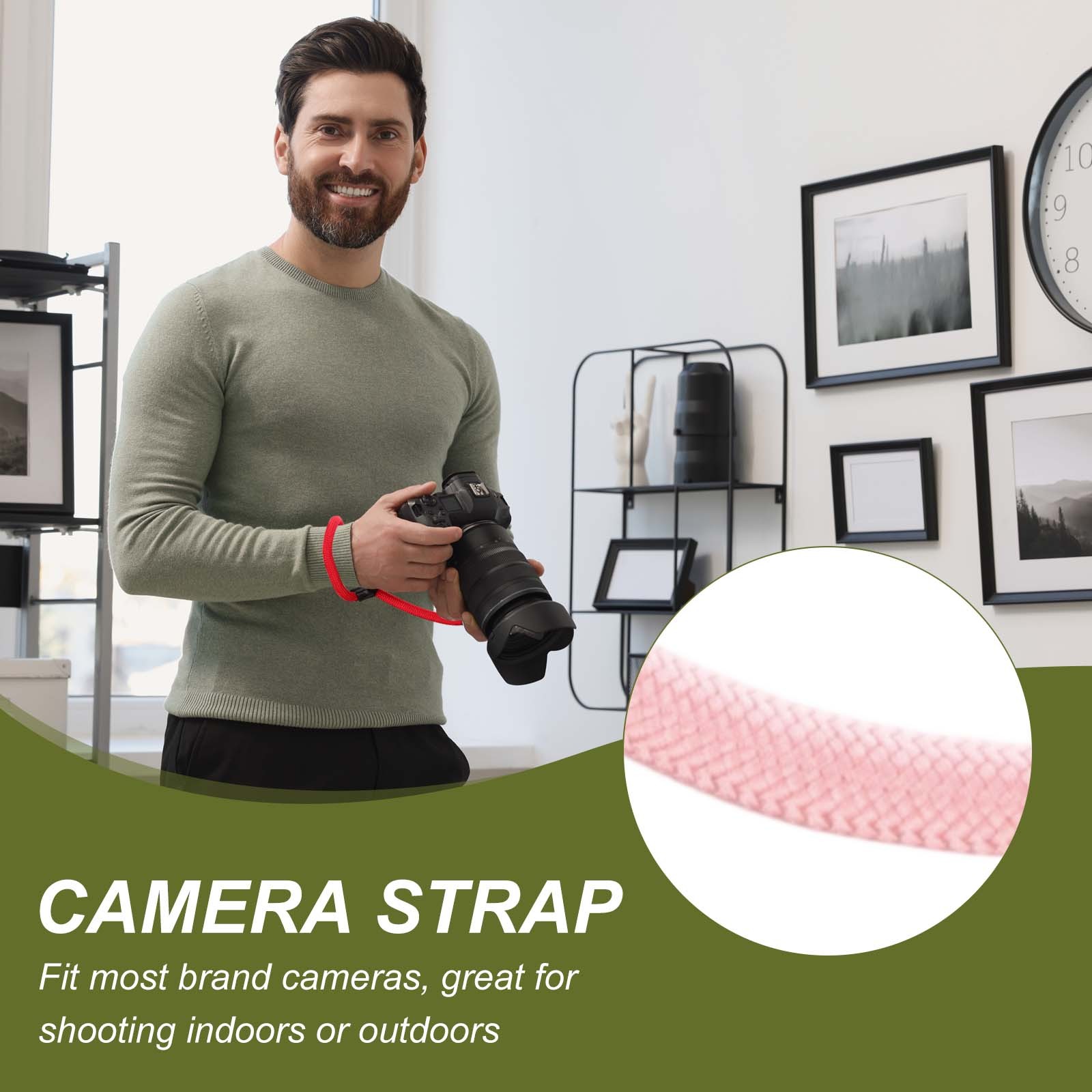 Camera Strap, Nylon Climbing Rope Camera Neck Strap Camera Shoulder Belt Pink