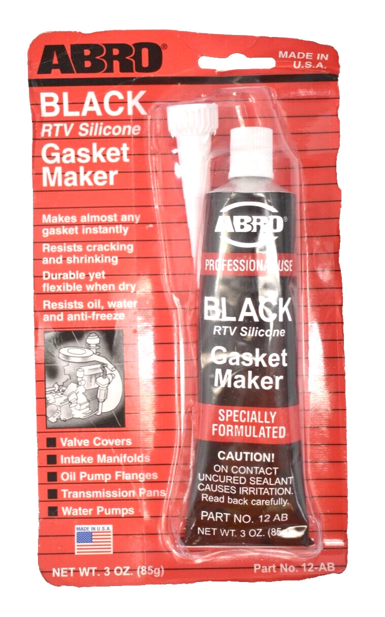 Abro Black RTV Silicone Gasket Maker Tube 12 AB 3 oz Cartridge Genuine OEM