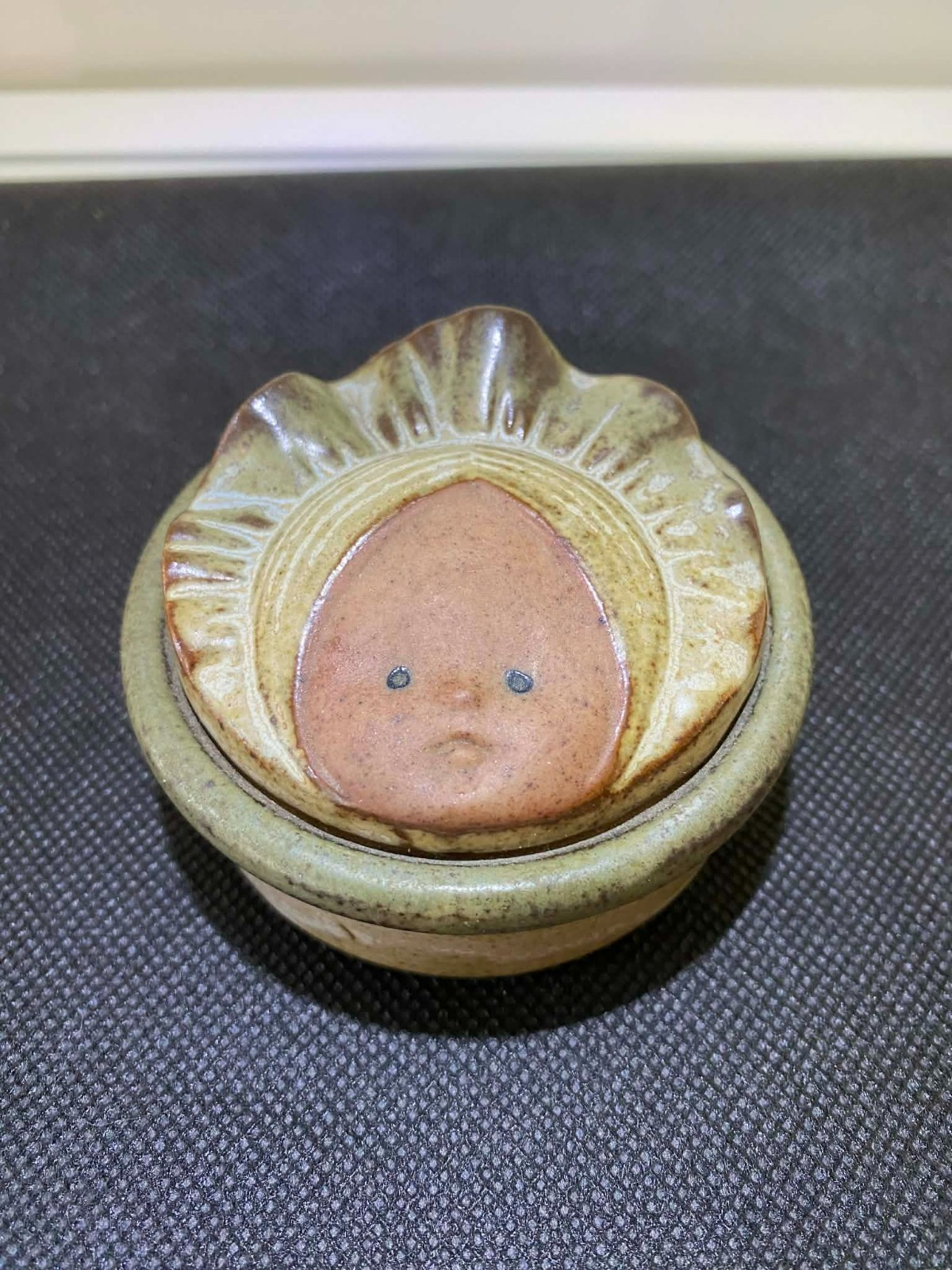 Adorable Ceramic Trinket Box with Baby's Face Design