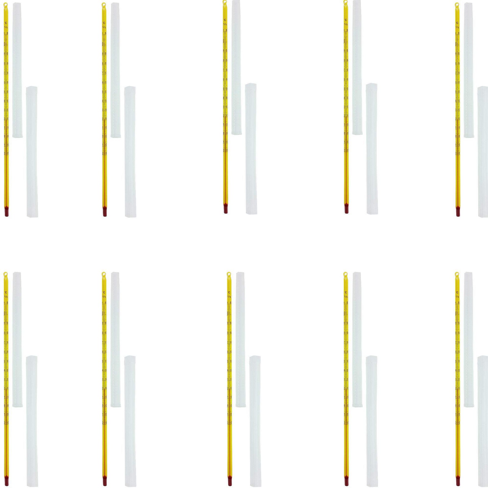 Thermometer, Yellow-Backed, Total Immersion, Single Scale -20°C to 150°C, Pack