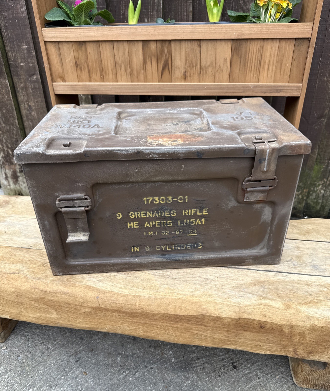 vintage military ammo box VI 1956 Metal Grenades Rifle Box Display Storage