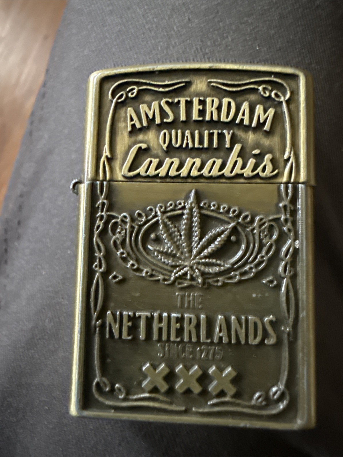 Amsterdam Quality Cannabis Netherlands Lighter Brass