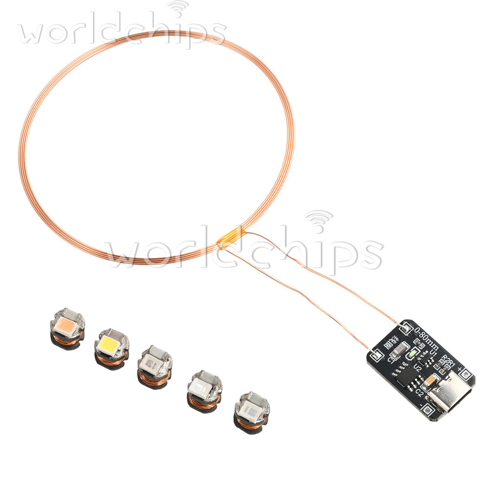 0~80mm Induction Wireless Power Supply Transmitter Coil Module + 5PCS Led Lamp