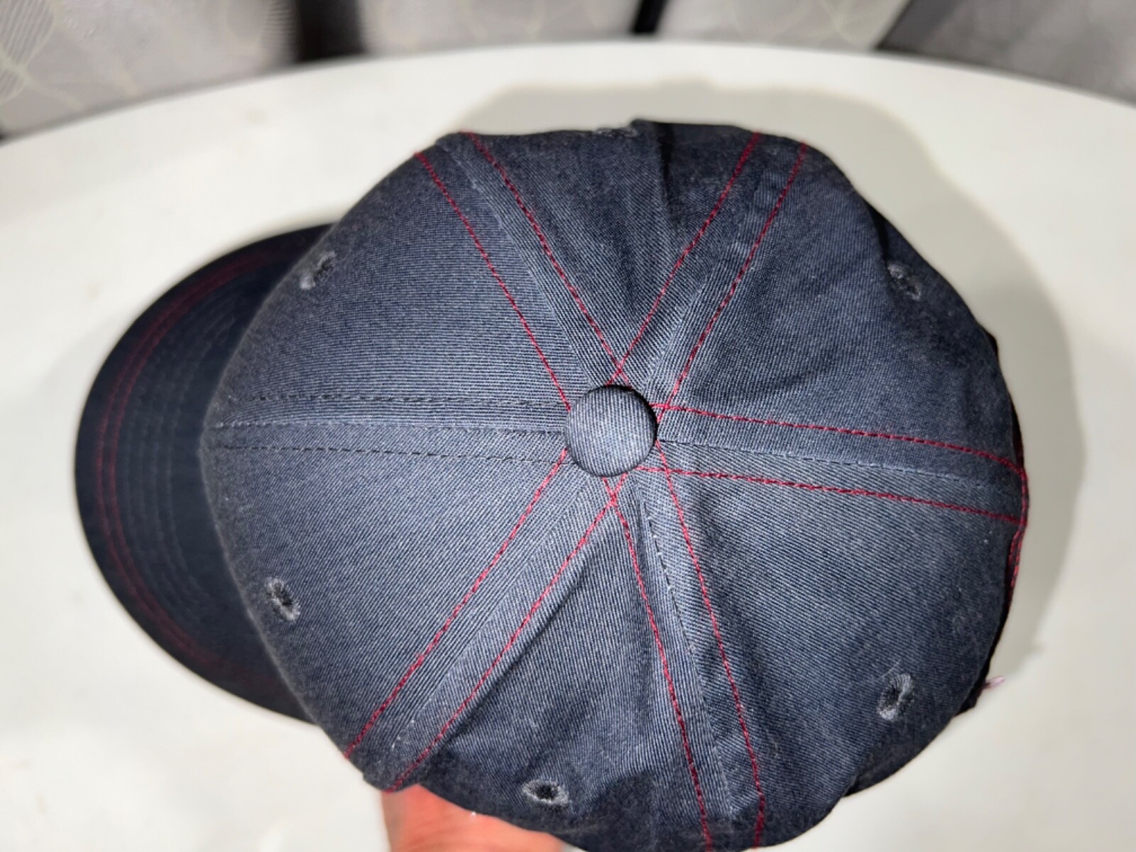 Making Our Mark White Embroidered Gray Cotton Hat Cap Hook Loop Adj EUC