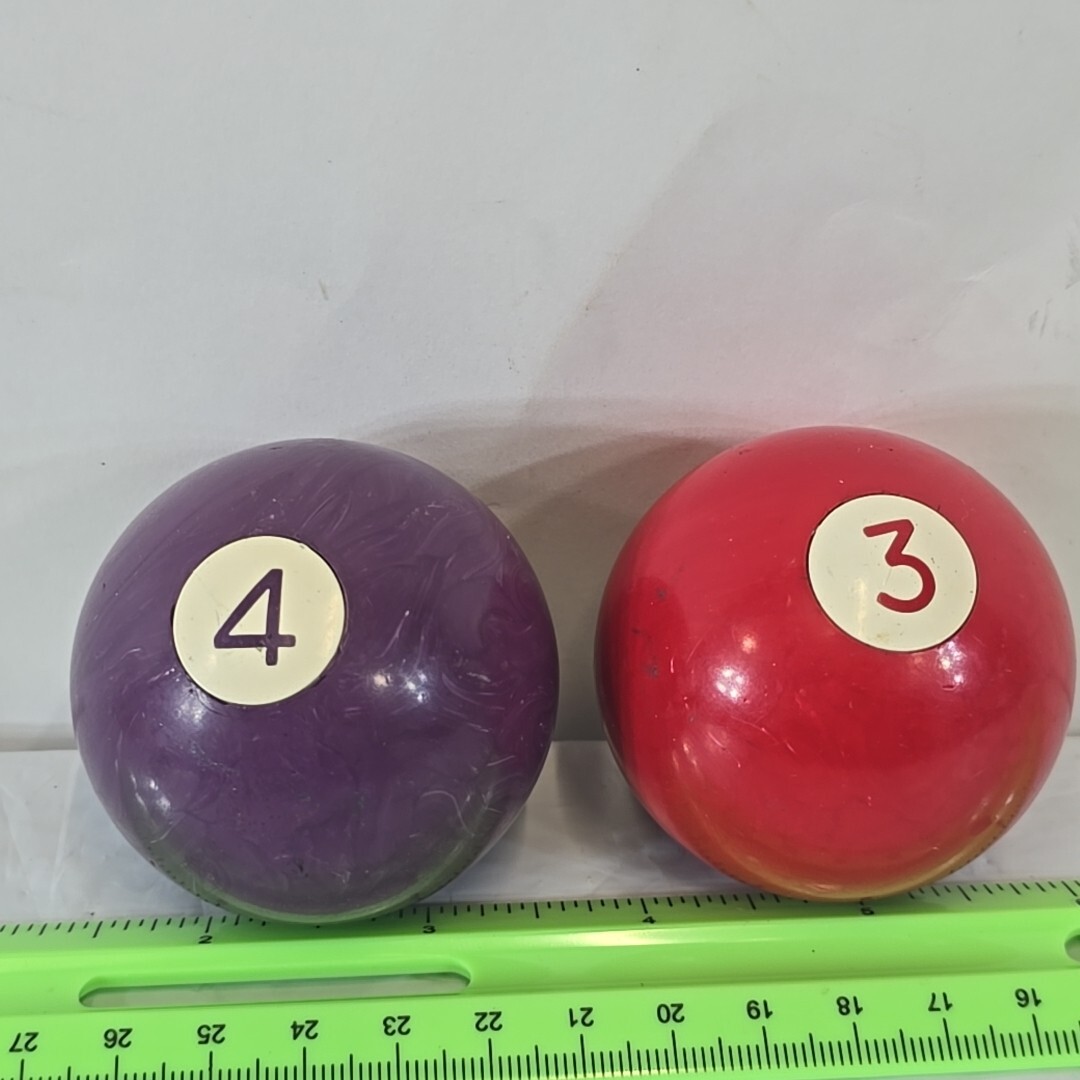 Vintage Billiards Pool Ball Replacement~2 1/4"~ Red #3 Purple #4 Inserted Number